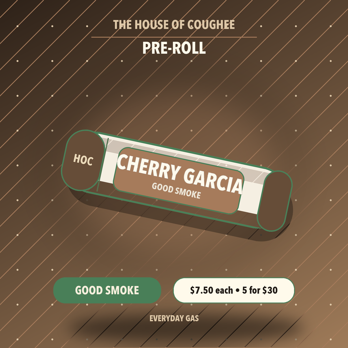 Cherry Garcia Good Smoke pre-roll tube mockup | The House of Coughee