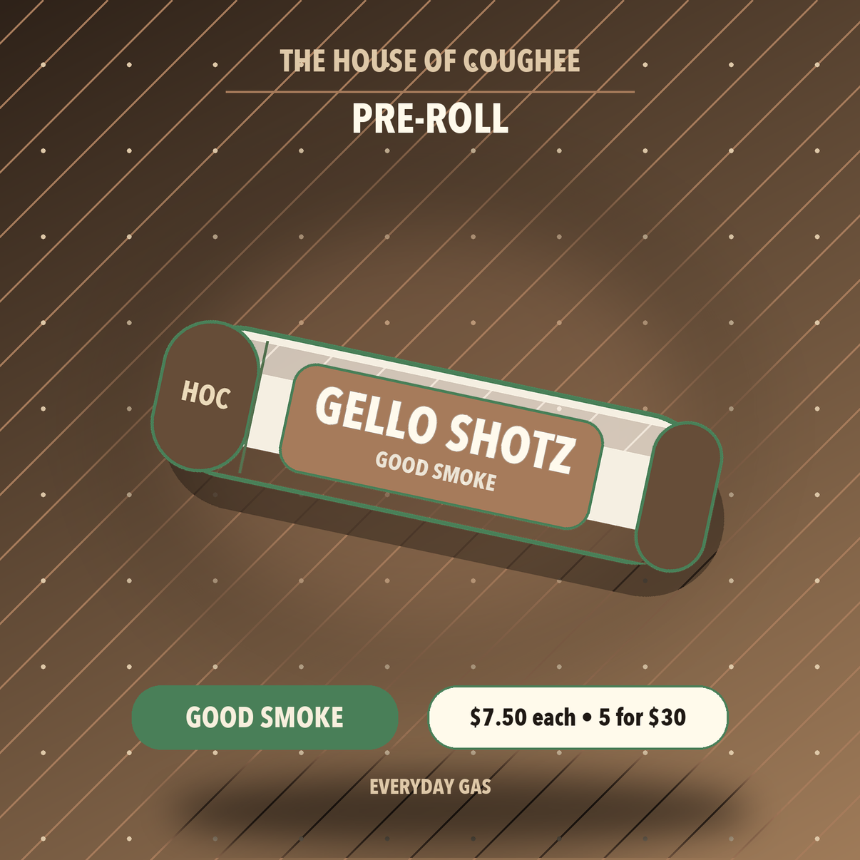 Gello Shotz Good Smoke pre-roll tube mockup | The House of Coughee