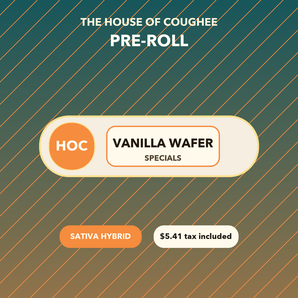 Vanilla Wafer Pre-Roll temporary mockup | The House of Coughee